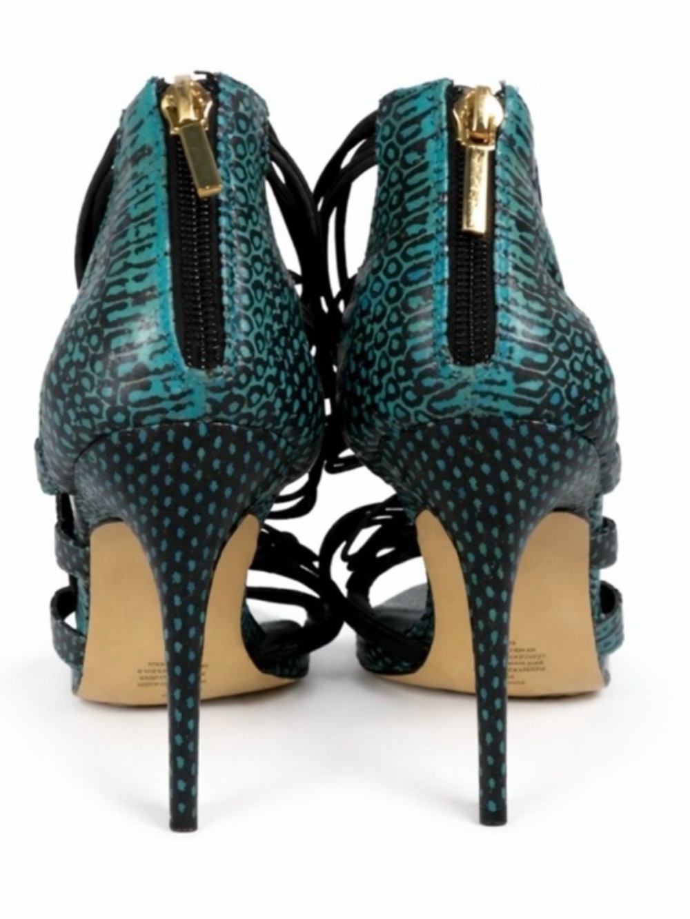 Strappy Teal Snake-Print High Heel Sandals Size 6 NWT - Picture 3 of 4